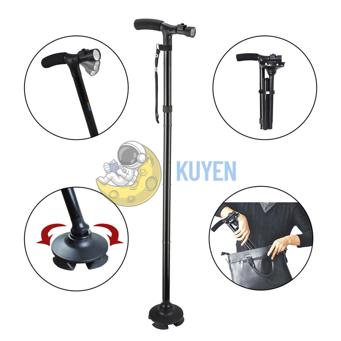 BASTON ORTOPEDICO PLEGABLE CON LUZ