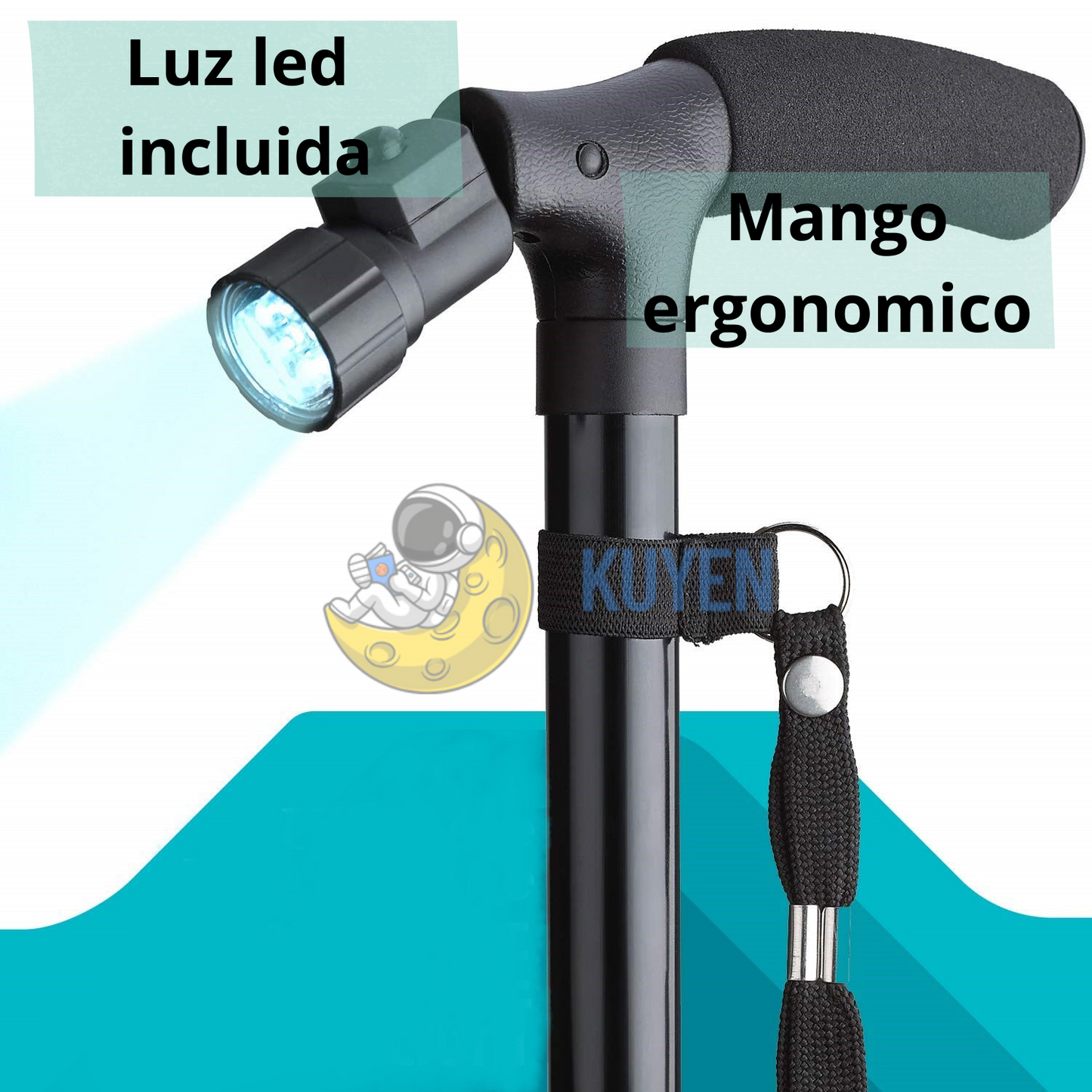 BASTON ORTOPEDICO PLEGABLE CON LUZ