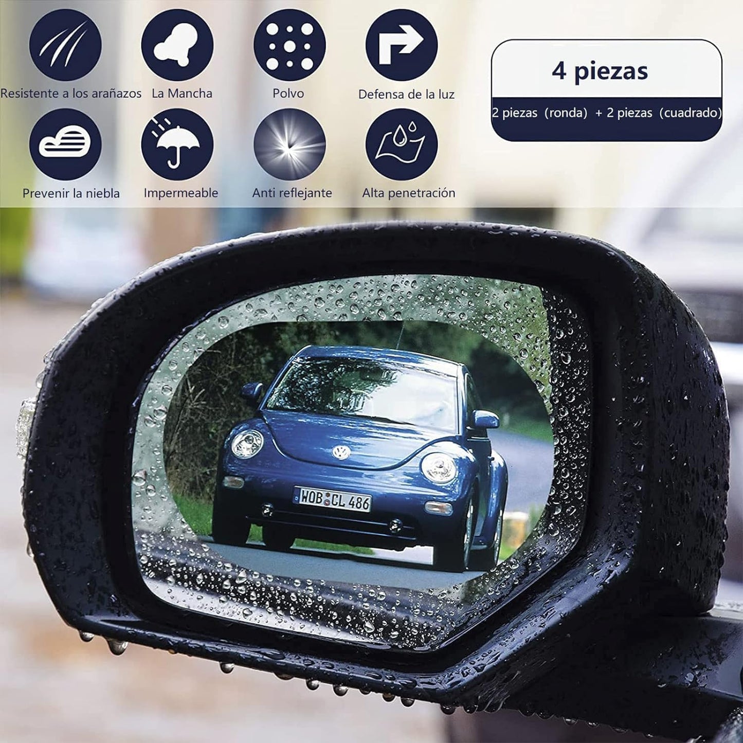 Pack 2 Lamina Antiempanantes Espejo Auto